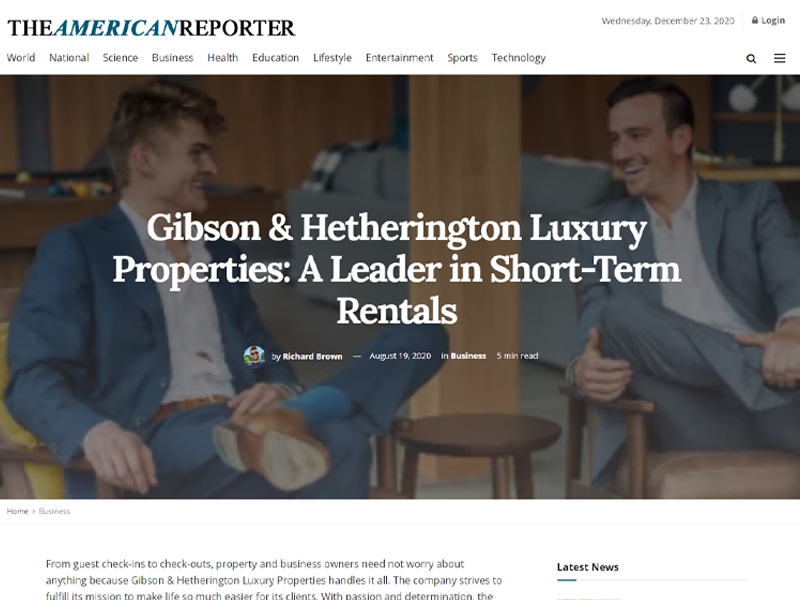 The American Reporter Feature GH Luxury Properties