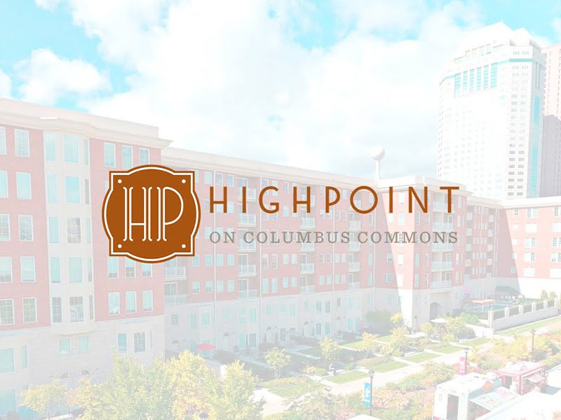 High Point on Columbus Commons Logo with Buildings on the Background